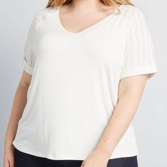 Modcloth Sporty Vibes Knit Top - Ivory - 1X - Picture 2 of 11